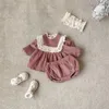 春と秋の女の赤ちゃんコーデュロイレースドールシャツショーツ2ピース