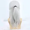 かつらヘアジョイシルバーホワイトコスプレウィッグロングストレートコスチュームウィッグ合成髪の耐火繊維