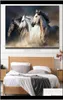 Schilderijen Kunstnijverheid Geschenken Tuindrie Zwart-wit Rennend Paard Canvas Schilderij Modern Ingelijste Muurkunst Posters Foto's De8269424