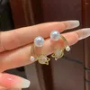 Kolczyki Dangle Fashion French Light Luksus Tulip Flower Pearl Studs for Women Korean Cyrron Znakomita kolczyka biżuteria z okazji Dnia Matki