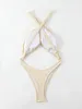 Damskie stroje kąpielowe Seksowne puste puste kąciki Swimsuitg Women 3D Flower Designer Push Up Micro Thong Bikini 2024 Kąpiel Kąpiec Backless One Piece