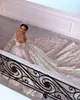 Crystal Covered Ball Gown Wedding Dresses For Bride Off The Shoulder Sequined Lace Arabic Vestido De Noiva Sweep Train Robe Mariage Bridal Gowns