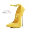 Dress Shoes Crossdressing Performance Fetish Womens Pumps Candy Color Metal Thin Heel Sexy Single 16CM Pointed High Heels On The Bed H2403214YF95L4C