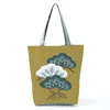 Cordão floral impressão bolsa de ombro feminino casual compras tote azul alta capacidade viagem praia pacote estilo japão bolsas para mulher