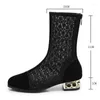 Bottes dentelle maille sandales pour femmes été printemps talon épais chaussures respirantes Style coréen tout-Match creux romain