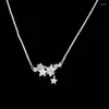 Pendant Necklaces Fashion Vintage Silver Color Star Rhinestone Necklace For Women Girls Luxury Unique Design Y2k Aesthetic Jewelry