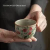 Tea Cups XH126 Jingdezhen 130ml Master Cup Antique Enamel Color Pressure Hand Cylinder Ceramic Single