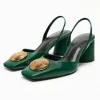 Brand Talons Green 832 Sandales sexy Rhinestone High Heel Slingback Femmes Spring Summer Female Pumps Stiletto Single Shoes 5