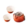 Teaware sätter teset keramiska tekannare Persimmon -formad lycklig kruka för semestergåvor matsal