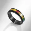 Gold Drehbarer Edelstahl Regenbogen Flagge Ring Homosexualität Lesben Ringe für Liebhaber Frauen Männer Modeschmuck