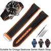 Armband för Omega 300 Seamaster 600 Planet Ocean Folding Buckle Silicone Nylon Strap Accessories Watch Band Chain311o