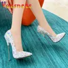 Dress Shoes Europeand And American Nightclubs Metal Heels Pumps Illusory Color Print Womens Large Size Pointed Toe High 16CM1LM6 H240321