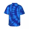 Men's Casual Shirts Midnight Blue Tie Dye Shirt Retro Hippie Print Elegant Summer Male Short-Sleeve Vacation Fashion Oversized Blouses