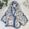 Scarves Magnolia Flower Print Scarf For Women Chiffon Georgette Bandana Silk Feeling Beach Sunscreen Thin Hijab Long Shawls Lady