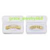 18K gouden tanden Grillz Top Bottom Grills Dental Hollow Open Face Grill Vampire Fang Tooth Caps Body Jewelry Party