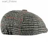 Chapeaux avares bord HT2700 Automne Hiver Laine Chapeau C Rétro À Carreaux Hommes Octogonal Nouvelles Garçon C À Carreaux Artiste Peintre Chapeau Femmes BéretC24319