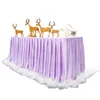 Tulle glace soie Table plinthe pour événement fête d'anniversaire flaque longueur longue flottante deux tons jupe décoration de mariage 240307