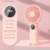 Elektriska fläktar 2024 Ny bärbar luftkonditionering Mini Portable Fan Handheld Fan Mini Charging Fan med 5-växlad och LED Displayy240320