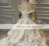 Vestido de novia de encaje floral de lujo 3D fuera del hombro