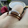 Wedding Rings TUSSTEN 8MM Rose Gold Color Guitar String Ring Men Women Tungsten Band Real Wood Inlay Fashion Marry Jewelry