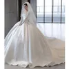 new White satin Wedding Dresses sexy lace off shoulder Bridal Gowns A Line sweep train Applique Custom Lace Up Plus Size luxury Satin Beaded ball gown princess wed gown