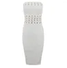 Vestidos casuais 2024 verão sexy celebridade festa mulheres rendas bodycon bandage vestido branco strapless vestidos