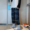 Pantaloni da uomo scozzesi leggings con coulisse larghi pantaloni sportivi casual versione coreana Harem dritto