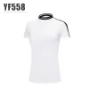 Camisas pgm verão novo golfe feminino em torno do pescoço tshirt roupas femininas elástico de secagem rápida respirável esportes lazer manga curta yf558