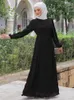 Abbigliamento etnico Eid Musulmano Abito da festa a pieghe Donna Chiffon Abaya Tinta unita Abito Abaya casual Vestido Abiti da preghiera Ramadan 2024