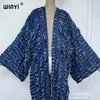 Afrikanische Mode Strickjacke Für Frauen 2024 Lose Mantel Hohl Denim Lange Unten Mantel Badeanzug Cover Up Sommer Kimono