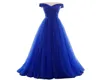 A Line Evening Dress 2018 Long Royal Blue Dress evening gowns plus size abito da sera robe de soiree cheap dresses1389106