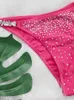Damskie dysk stroje kąpielowej błyszczące diamentowe bikini dwuczęściowy zestaw dla kobiet seksowne kolorowe kolorowe koronki stroje kąpielowe damskie 2024 Summer New 11x0970 J240319