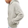 Winter Heren Effen Kleur Pluizige Wollen Kapmantel Pullover Warm Sweatshirt Fluwelen Fleece Heren Met Capuchon