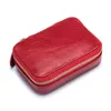 Sacs à cosmétiques Mini Enveloppe rouge en cuir véritable avec miroir Sac en peau de vache Porte-monnaie Écouteur Mode Femme Noir