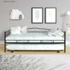 Outros suprimentos de cama Sofá-cama infantil de camada dupla, estrutura de cama de metal resistente com guarda-corpos e rodízios, design que economiza espaço, cama infantil sem molas Y240320