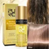 Traitements PURC 24K Gold huile capillaire nourrissante lissante réparation cheveux frisottis endommagés produits de soins capillaires professionnels pour les femmes