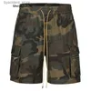 Men's Shorts Camouflage Shorts Mens American Casual Pocket Cargo Pants Summer Streetwear Basketball Shorts Drawstring Shorts L240320