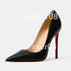 Designer Women High Heel Shoes Women's black patent leather shoes with red soles Fashion classic minimalist women's dress shoes 34-44 tiletto 8CM 10CM 12CM