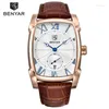 ساعة معصم Benyar Leather Watch Men Fashion Sports Quartz العلامة التجارية غير الرسمية Relogio Relogio Masculino