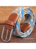 Belts Mixed Color Explosions Men Woven Belt Women Canvas Elastic Stretch Pin Buckle Casual Joker Luxury 105CM Navy Blue