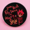 Helluva Boss Emblem Pin Pink Button Brooch childhood game movie film pin Cute Anime Movies Games Hard Enamel Pins Collect Cartoon Brooch Badges