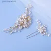 Tiaras Silver Color Pearl Crystal Wedding Hair CombsBrides hair accessories for women Brid hair comb Pearl comb wedding headdress Y240320