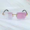 광기골 선글라스 빈티지 큰 다이아몬드 컷 색상 교환 2 색 렌즈 4 계절 안경 프레임 카터 고급 안경 012 Black Bufffalo Horn Sun Glasses