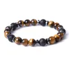 Färgglad ädelsten Tiger Eye Stone Armband Parfym Lava Natural Stone Beaded Elastic Armband för män Kvinnsmycken