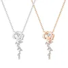 Pendentif Colliers Roman Simple Diamants Rose Fleur All-assorti Clavicule Chaîne Réglable Long Vent Froid Collier En Métal