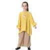 Ethnic Clothing Two Pieces Children Girls Outfits Muslim Islamic Abaya Kaftan Sets Casual Pullover Tops Pants Kids Ramadan Clothes