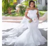 Plus Size Crystal Off the Shoulder Mermaid Wedding Dresses Bridal Gowns Vintage Tulle Lace Appliques Country Africa Vestido De Nov1075111