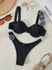 Costume da bagno donna Peachtan Costume da bagno nero Team Bride Bikini Reggiseno Costume da bagno Donna Bikini Push Up Costume da bagno 2023 Costume da spiaggia sexy coreano di lusso J240319