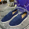 LP Flat Shoes Woman Slip On Loafers Round Toe Flat Casual Summer Walking Ladies Designer Märke Suede Sneaker Shoes Casual Moccasins Factory Dress Free Frakt