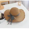 Chapeaux à large bord 2024 Summer Sun pour femmes Chapeau de paille de vacances Panama Dames UPF Voyage Beige Floppy Beach Accessoires